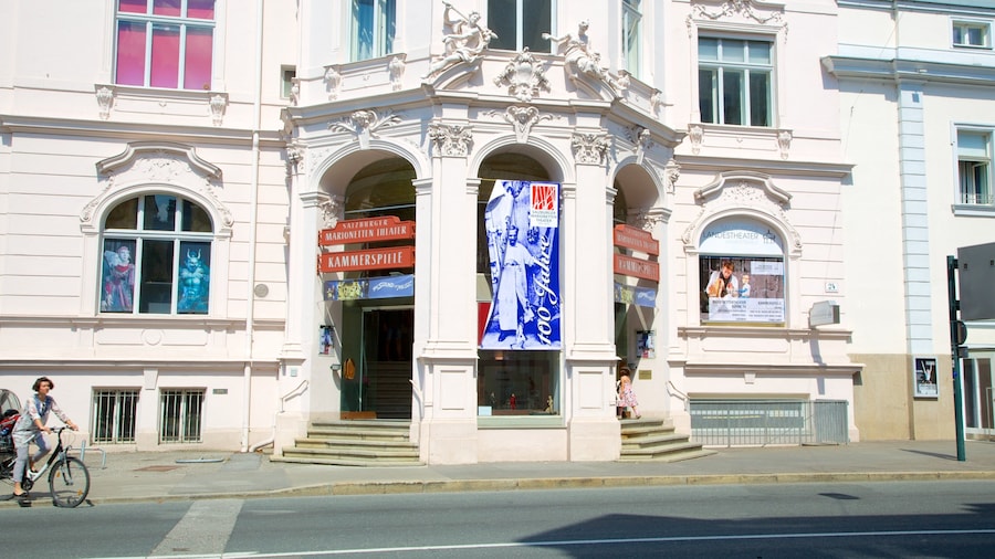 Salzburg featuring a city, theater scenes and signage