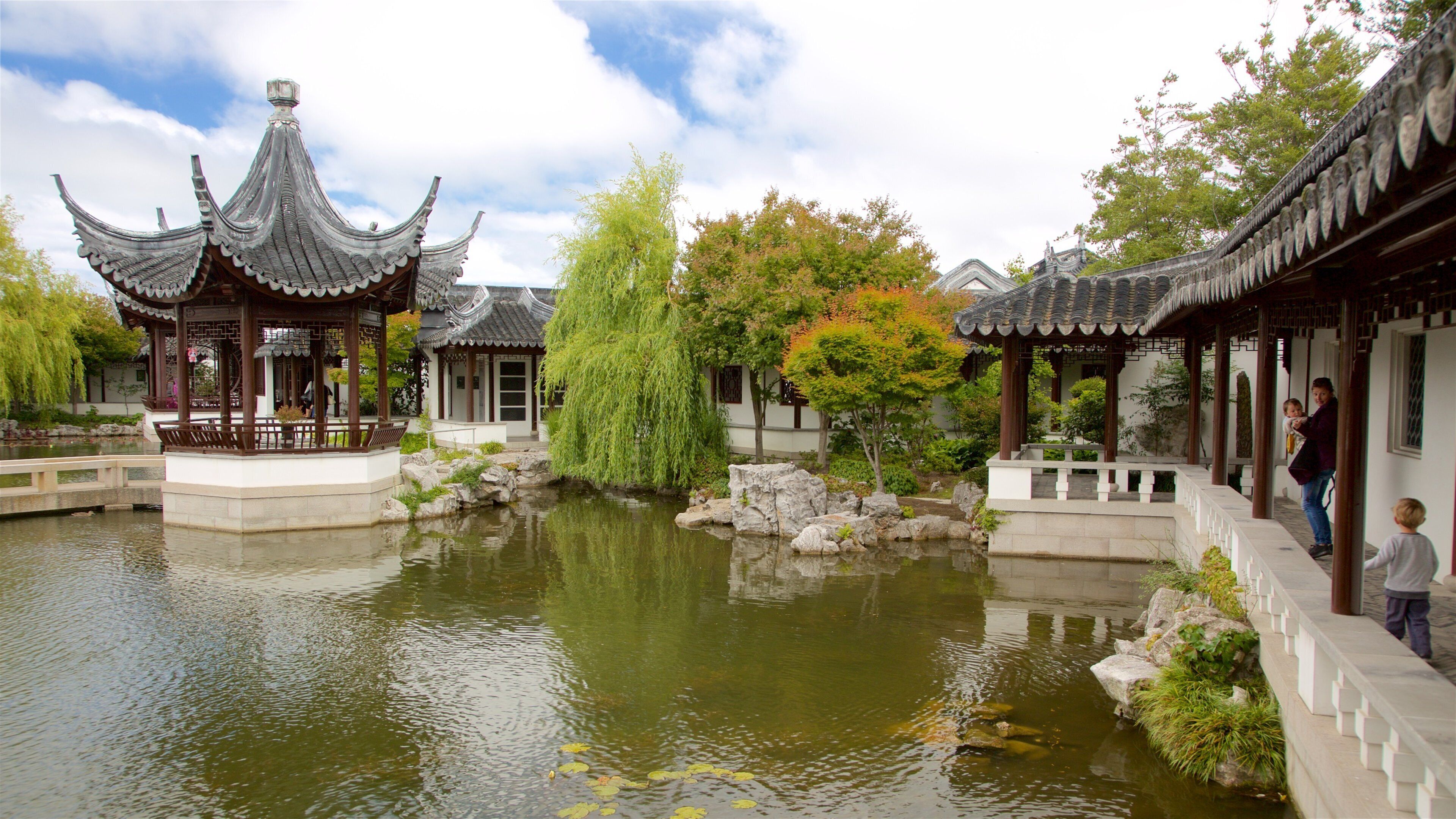 Dunedin montrant patrimoine historique, mare et jardin