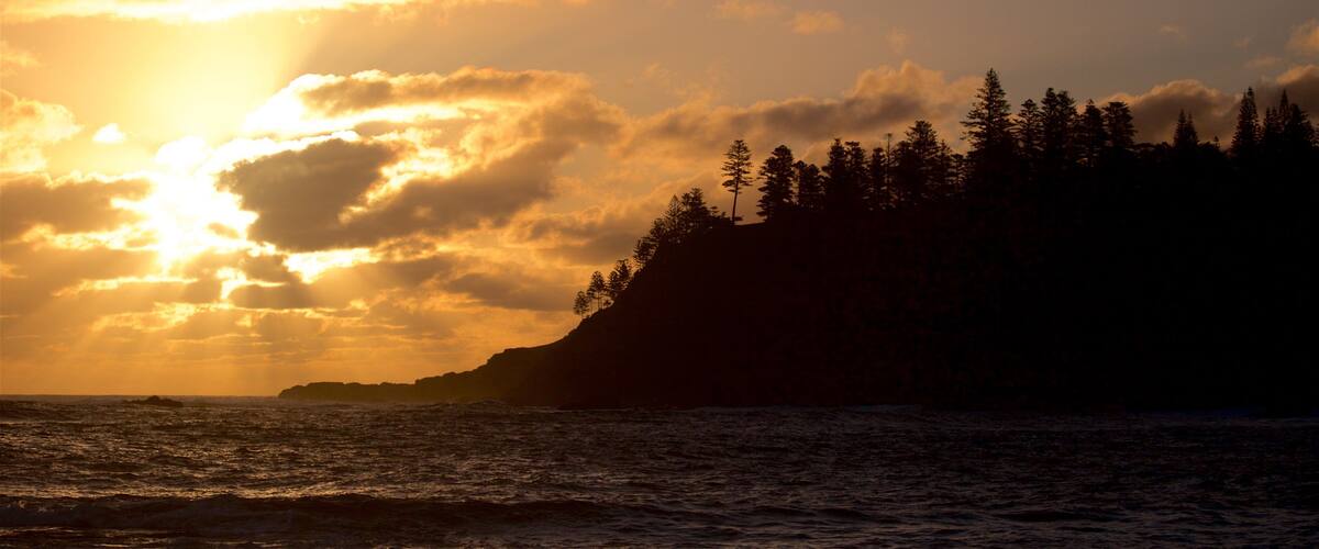 Norfolk Island showing general coastal views and a sunset