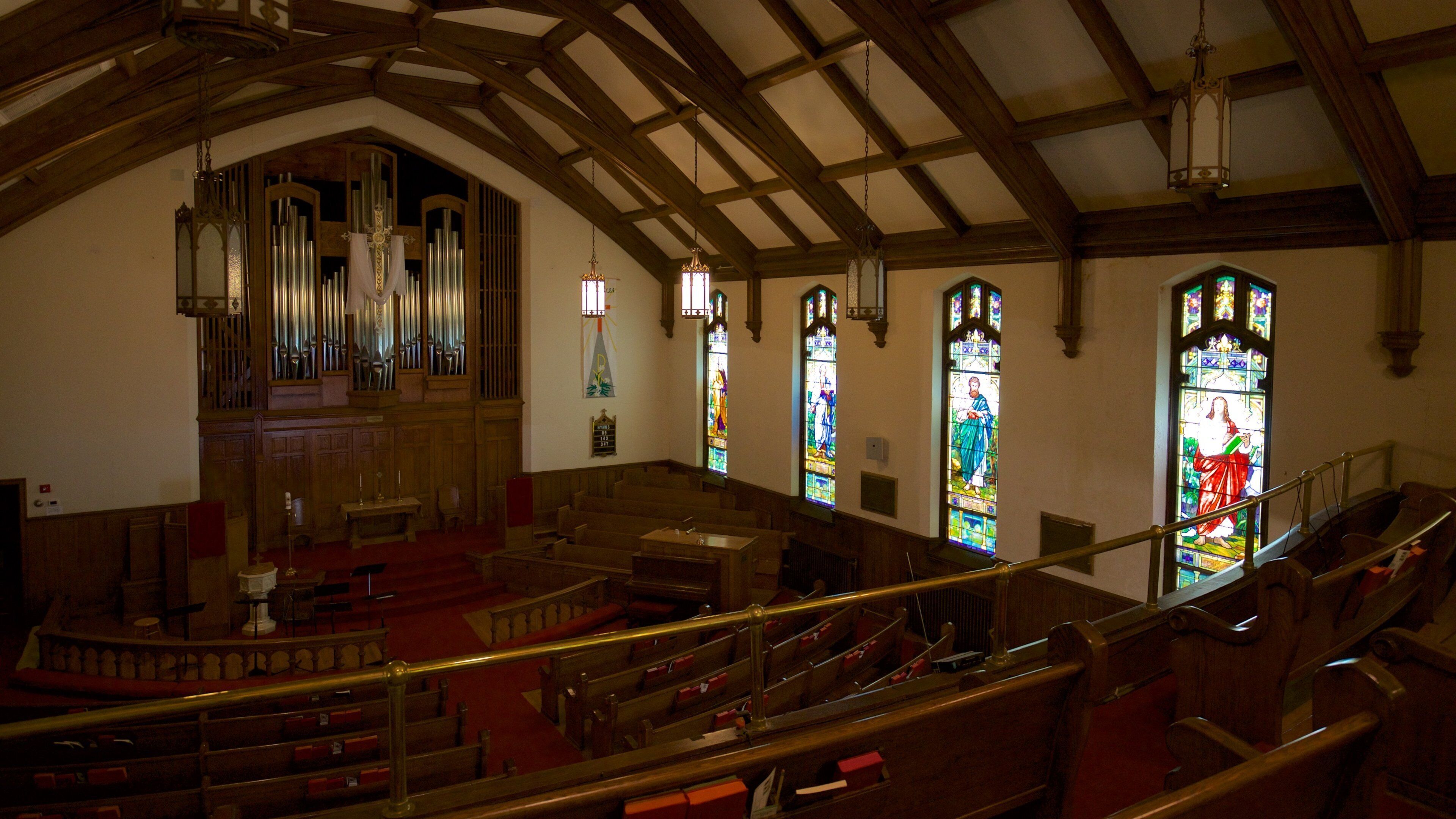 Princeton United Methodist Church featuring interior views, a church or cathedral and heritage elements