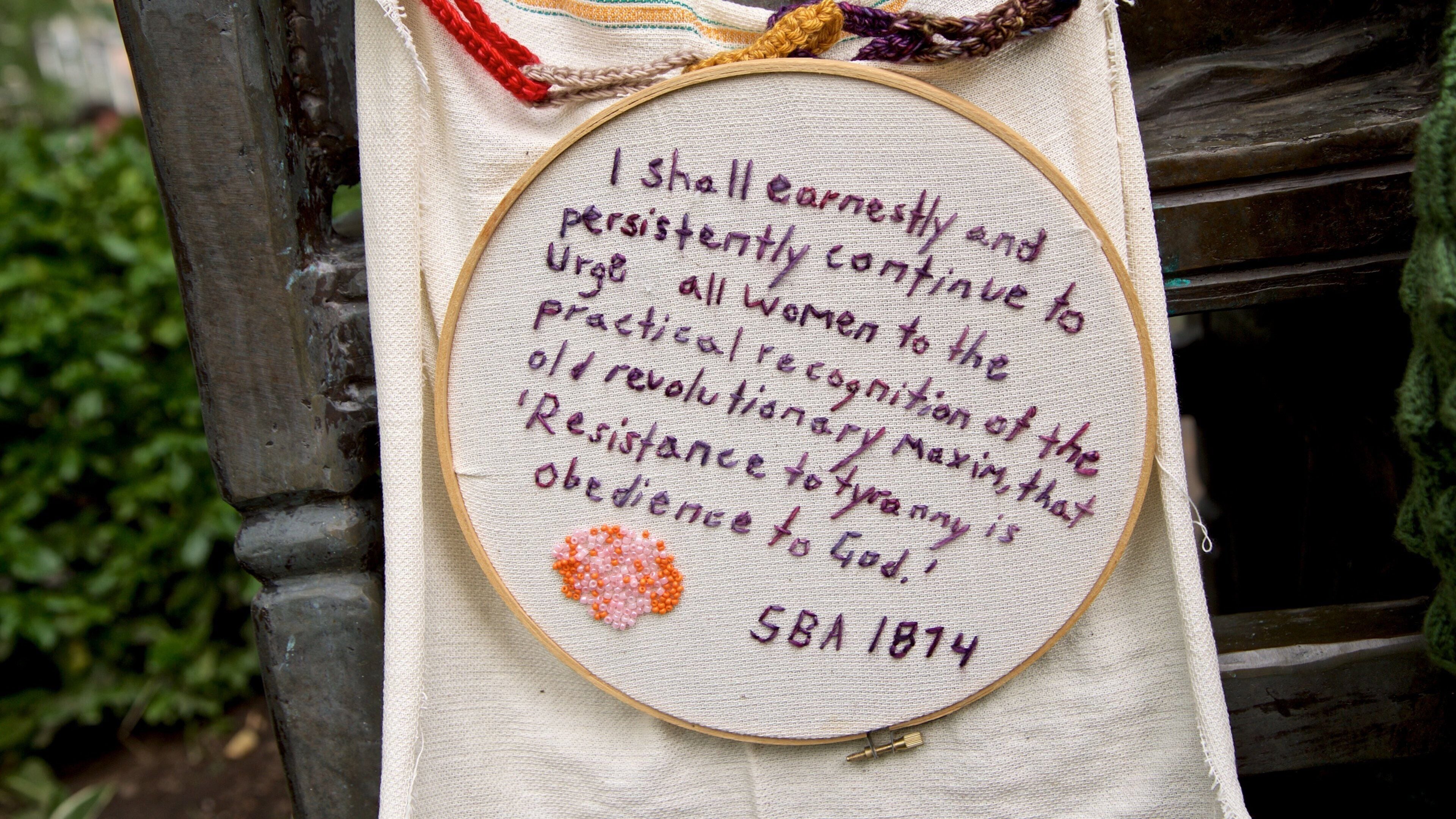Susan B. Anthony Square featuring signage