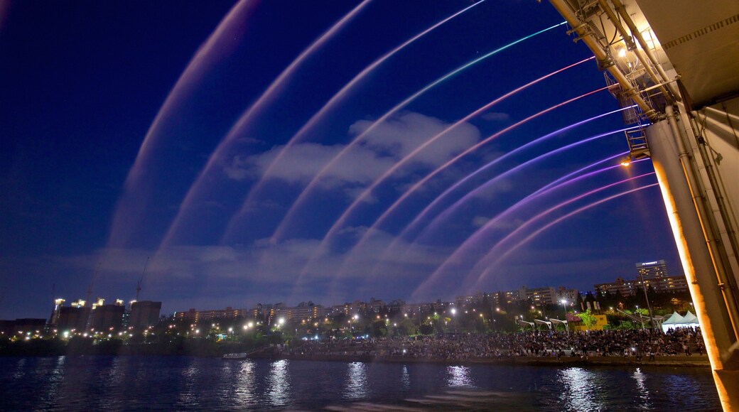 Seocho-gu som visar en stad, nattliv och en å eller flod