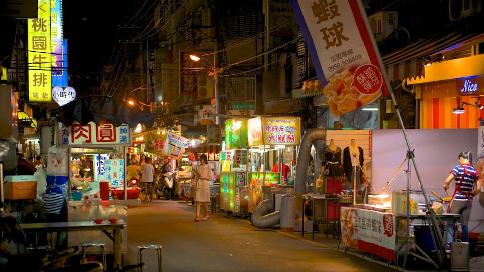 Taoyuan County featuring night scenes, a city and markets