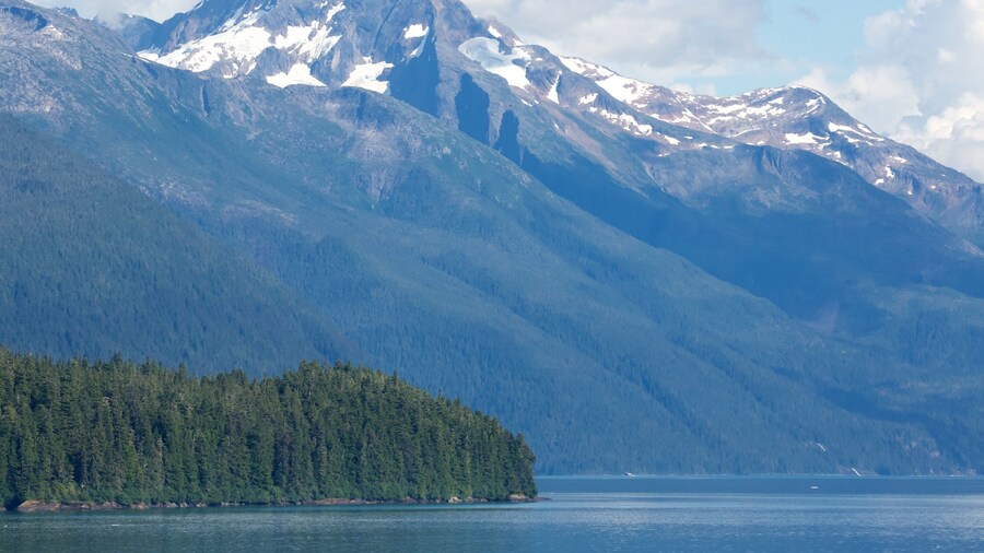 Tracy Arm featuring a lake or waterhole and mountains