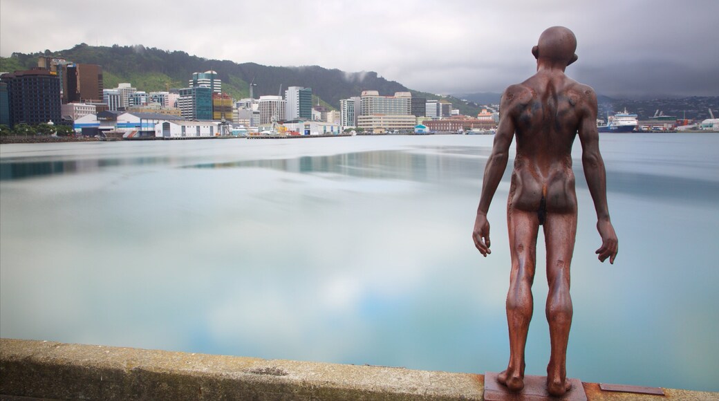 Wellington qui includes baie ou port, ville et art en plein air