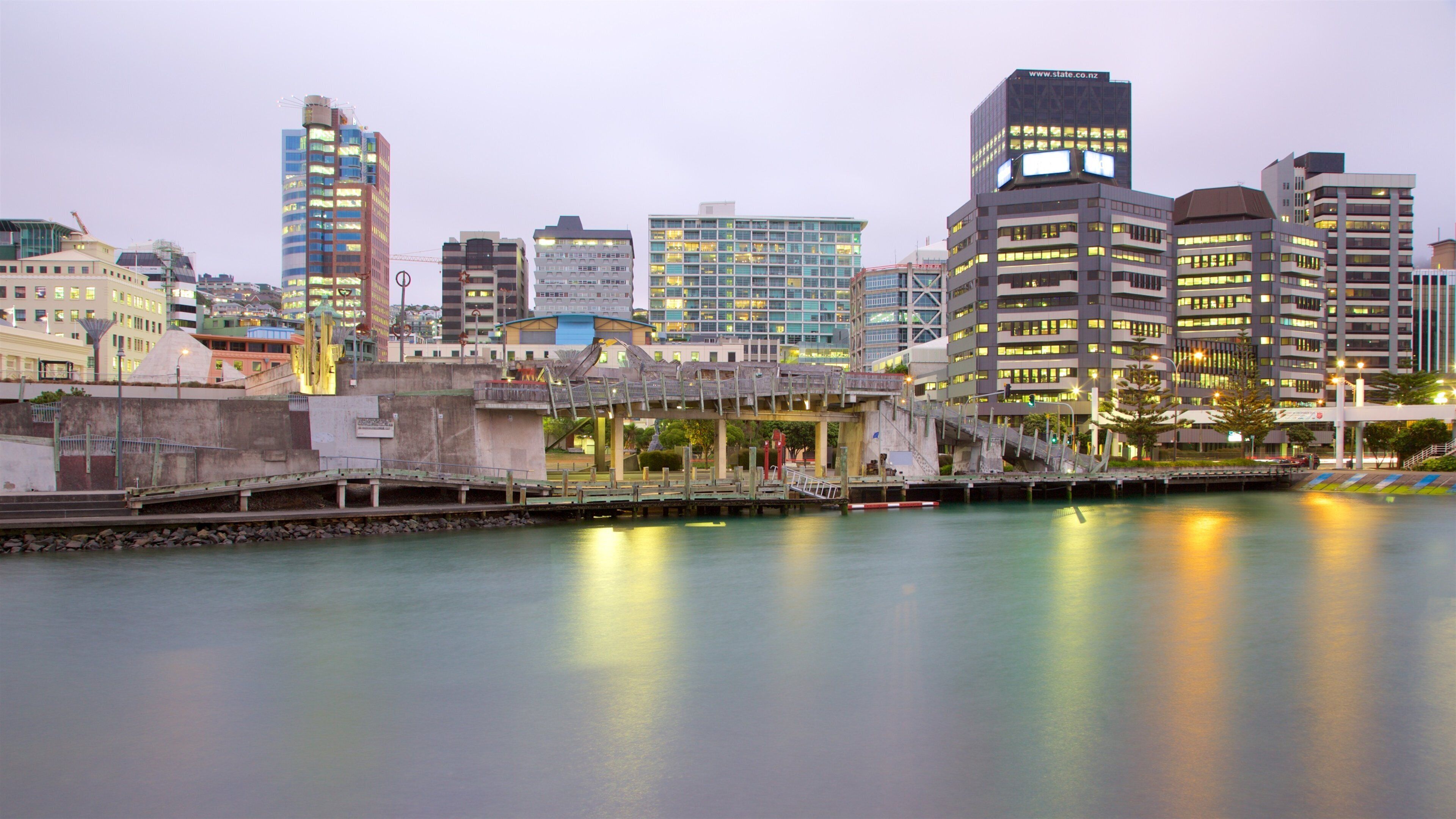 Wellington Waterfront which includes a city, a river or creek and night scenes