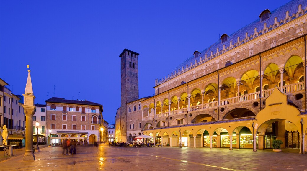 Piazza dei Frutta which includes night scenes and a city