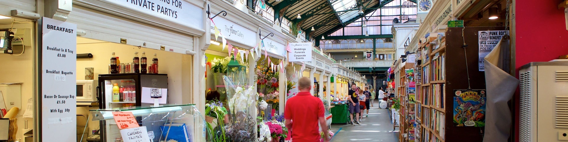 Cardiff caracterizando cenas de rua, mercados e compras