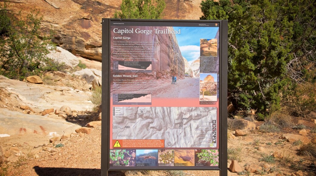 Capitol Gorge featuring signage
