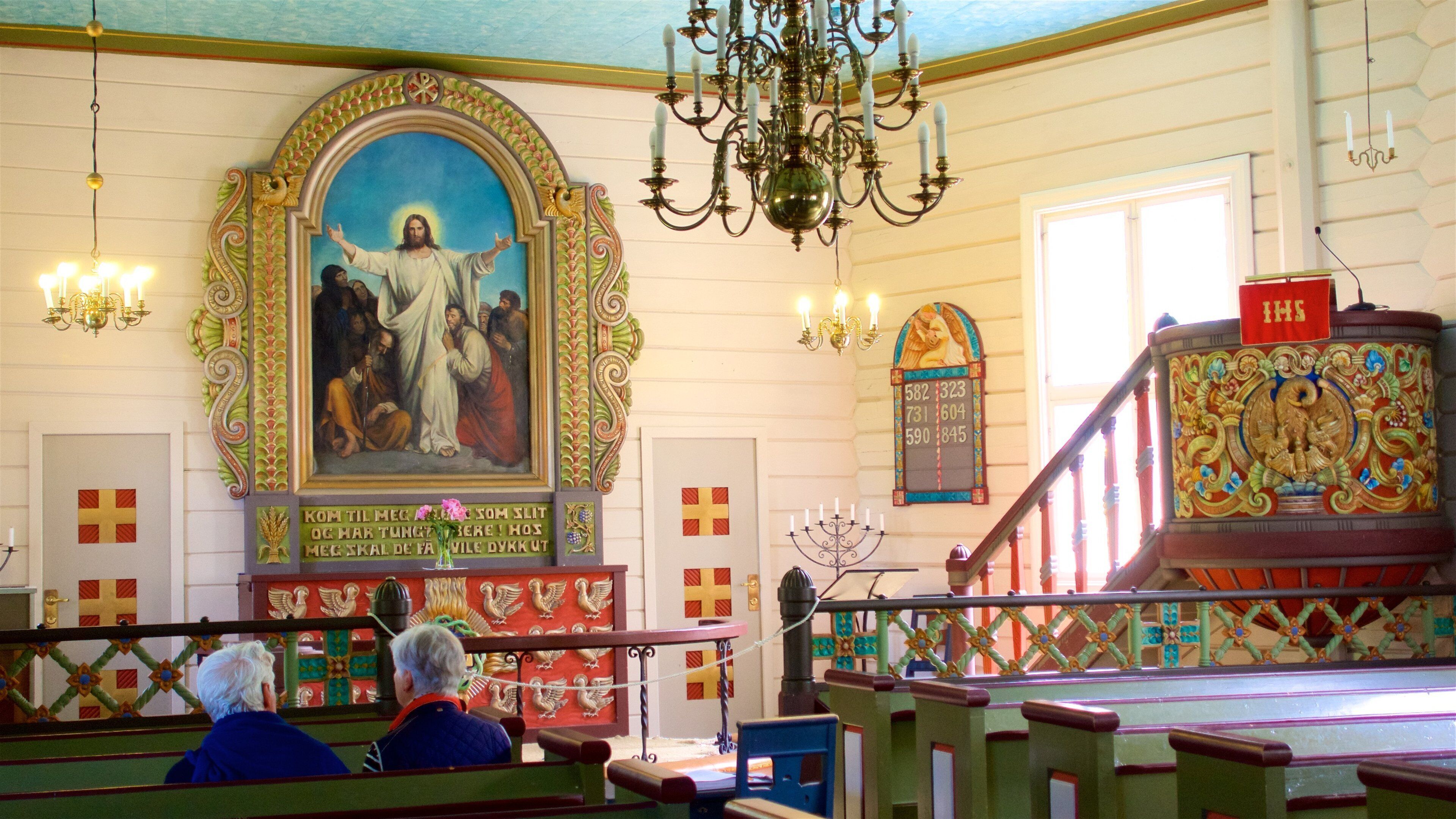 Geiranger showing religious aspects, a church or cathedral and interior views