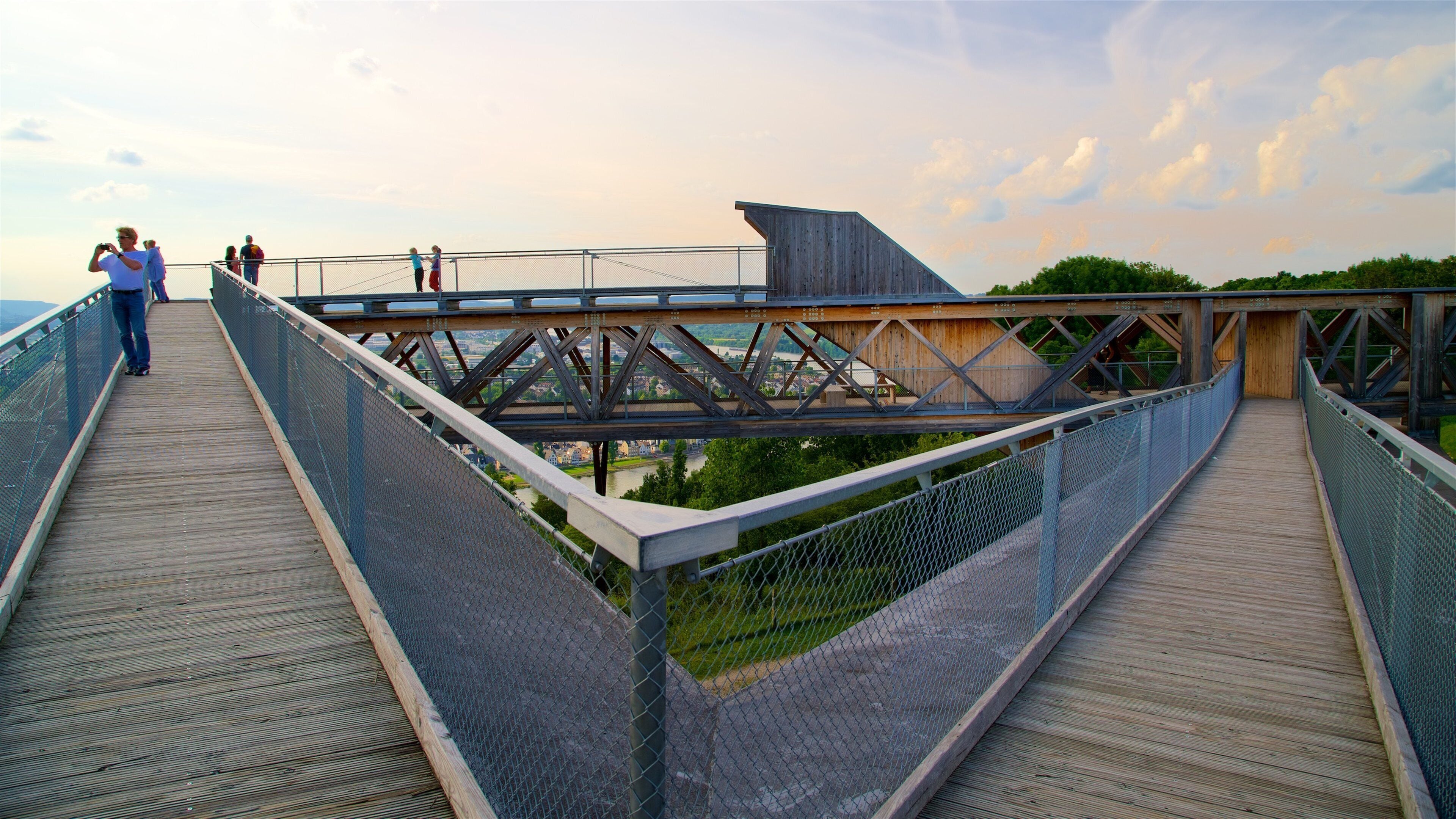 Belvedere Koblenz featuring a sunset and views