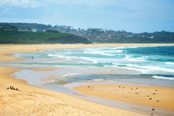 Short Point Recreation Reserve featuring a sandy beach, a bay or harbor and surf