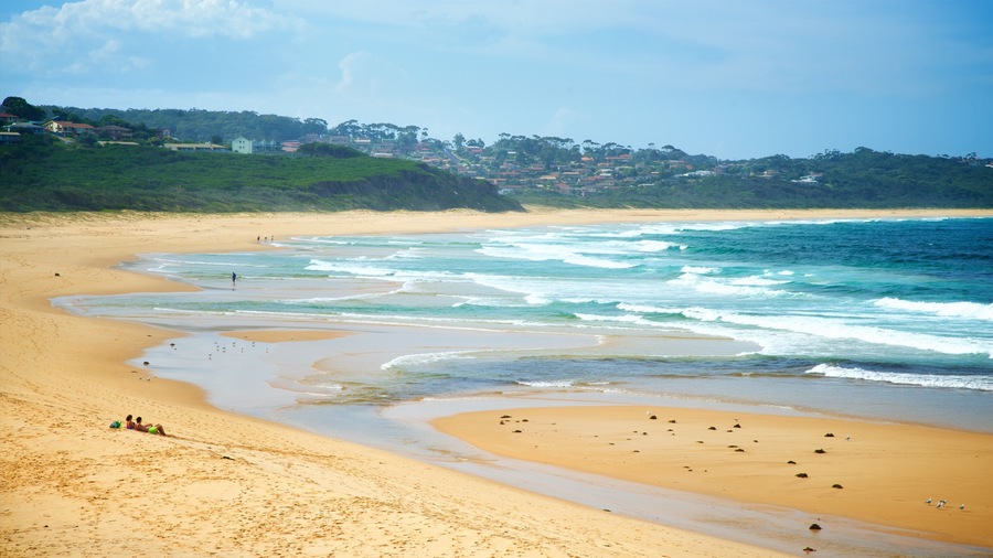 Short Point Recreation Reserve featuring a sandy beach, a bay or harbor and surf