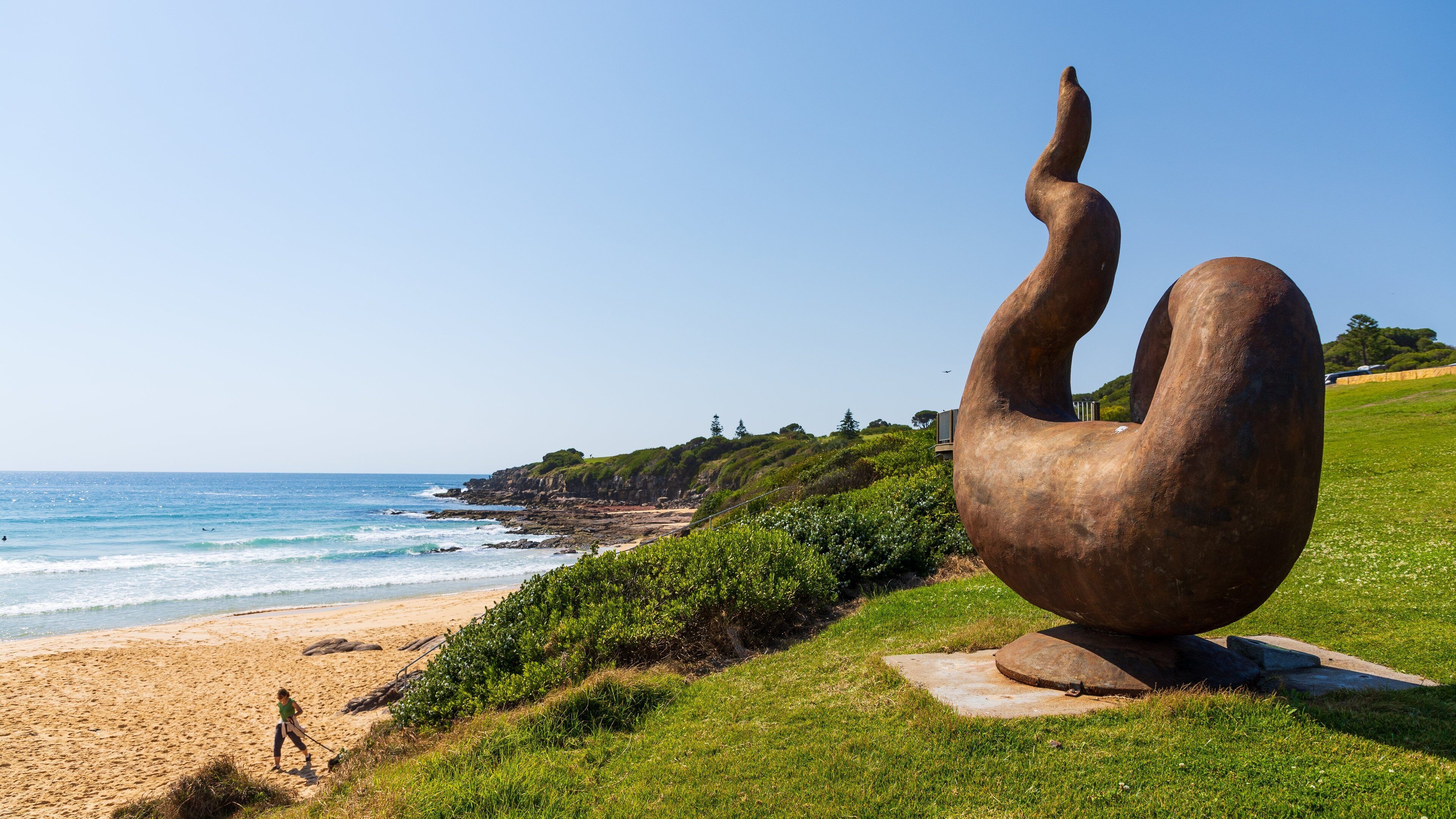 Short Point Recreation Reserve which includes a sandy beach, general coastal views and outdoor art