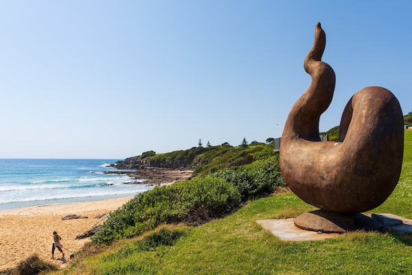 Short Point Recreation Reserve which includes a sandy beach, general coastal views and outdoor art