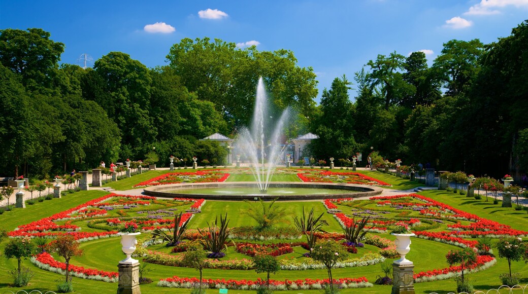 Flora and Botanical Garden Cologne featuring a garden, flowers and a fountain