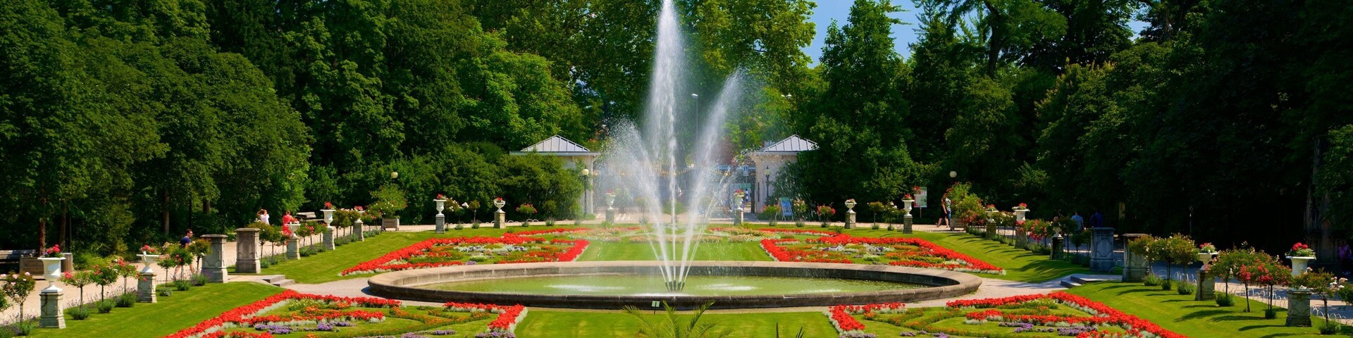 Flora and Botanical Garden Cologne featuring a garden, flowers and a fountain