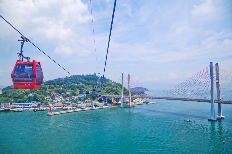 Yeosu Maritime Cable Car is the first of its kind in Korea, connecting Dolsan Island and the mainland over the ocean.; Shutterstock ID 1080089534; purchase_order: SF 06557000; job: ; client: ; other: