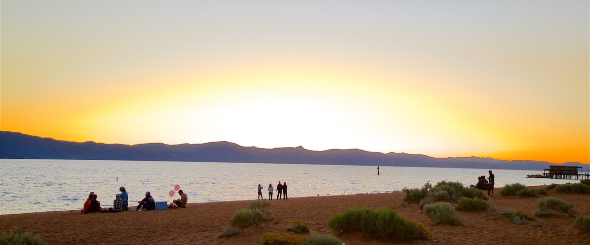 Nevada Beach showing general coastal views, a sunset and a beach