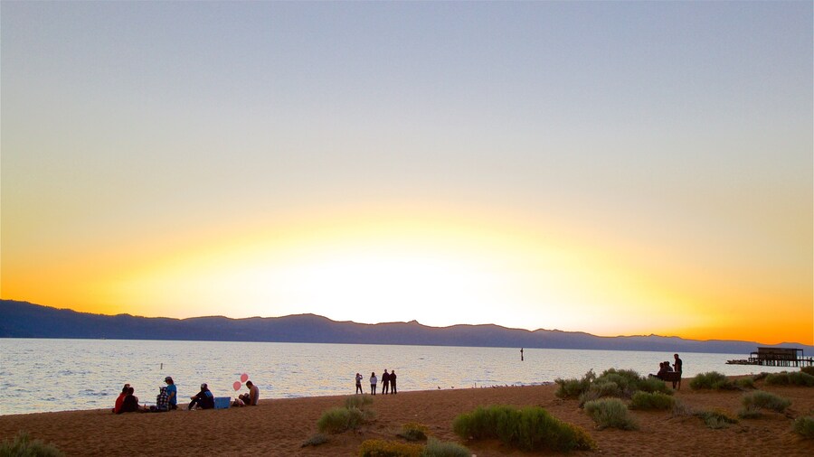 Nevada Beach showing general coastal views, a sunset and a beach