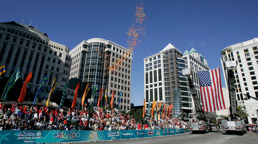 Orange Avenue which includes a festival, a city and street scenes