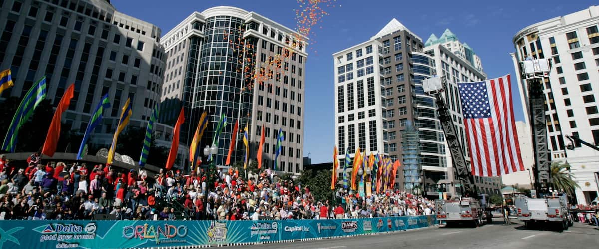 Orange Avenue which includes a festival, a city and street scenes