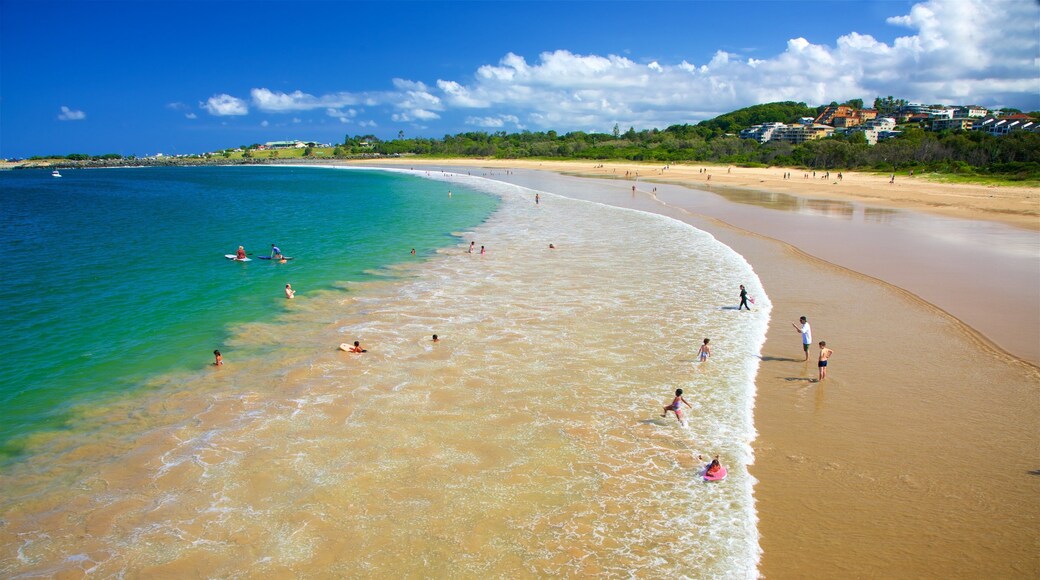 Coffs Harbour showing a bay or harbor, swimming and a beach