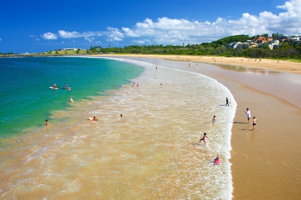 Coffs Harbour which includes a bay or harbor, a sandy beach and swimming