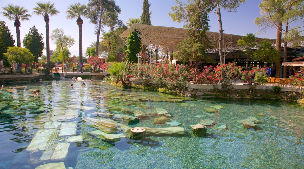 Hierapolis which includes a pool and a hot spring as well as a small group of people