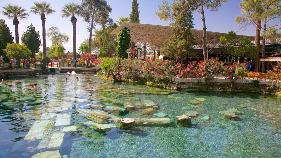 希拉波利斯 呈现出 溫泉 和 泳池 以及 小群人