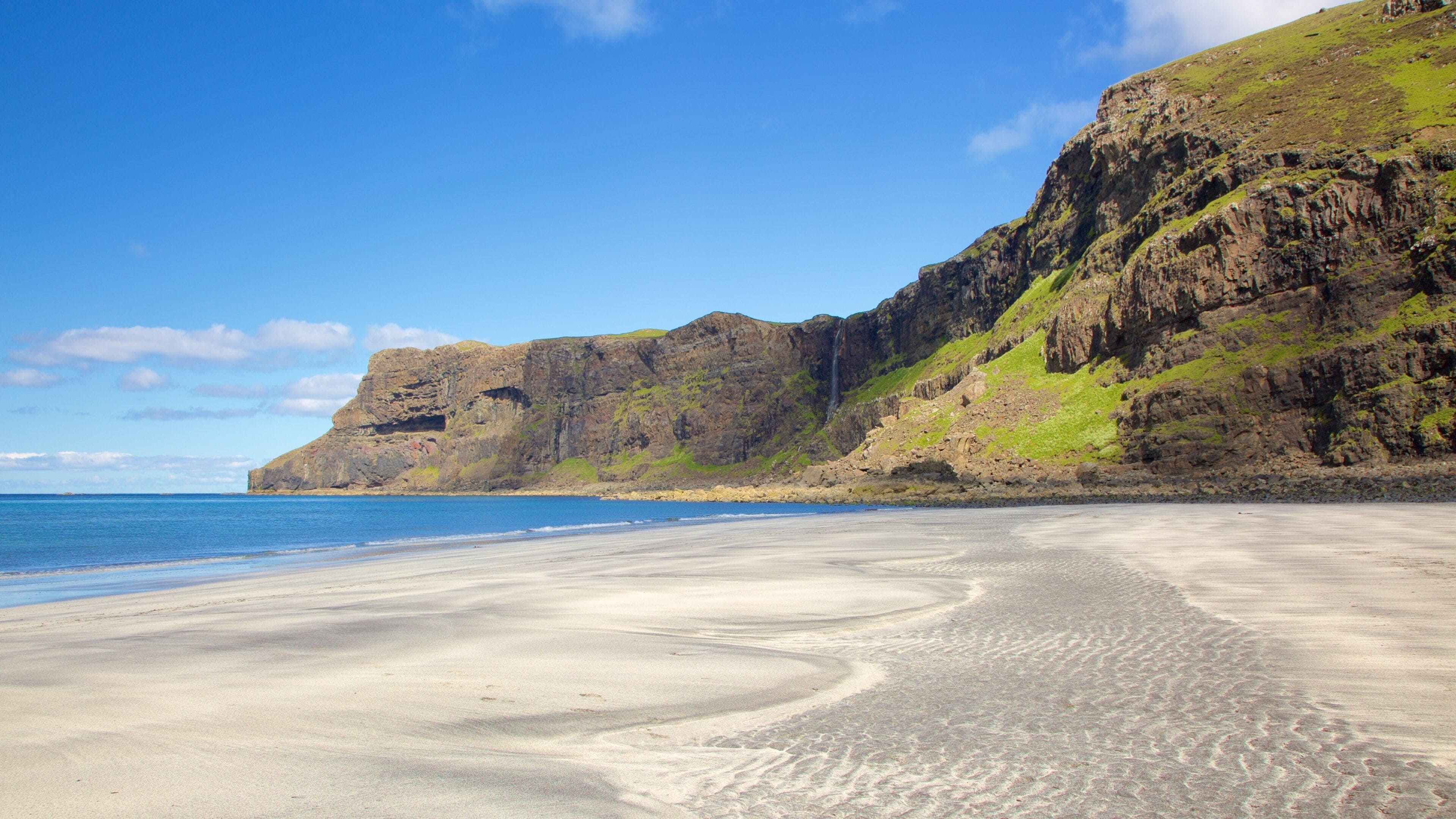 Talisker Beach showing tranquil scenes, rugged coastline and a sandy beach