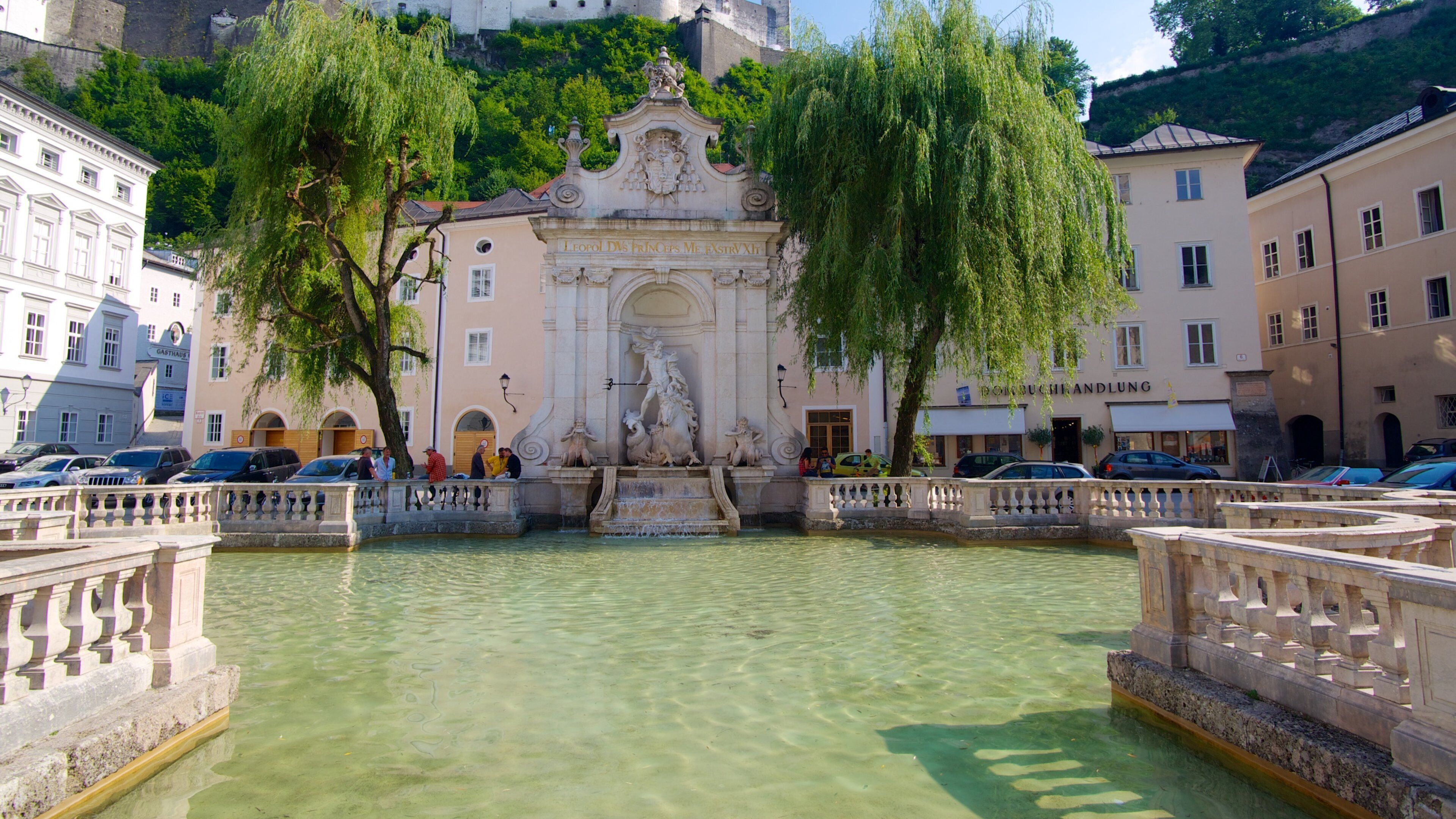 Salzburg showing heritage architecture, a city and a pond