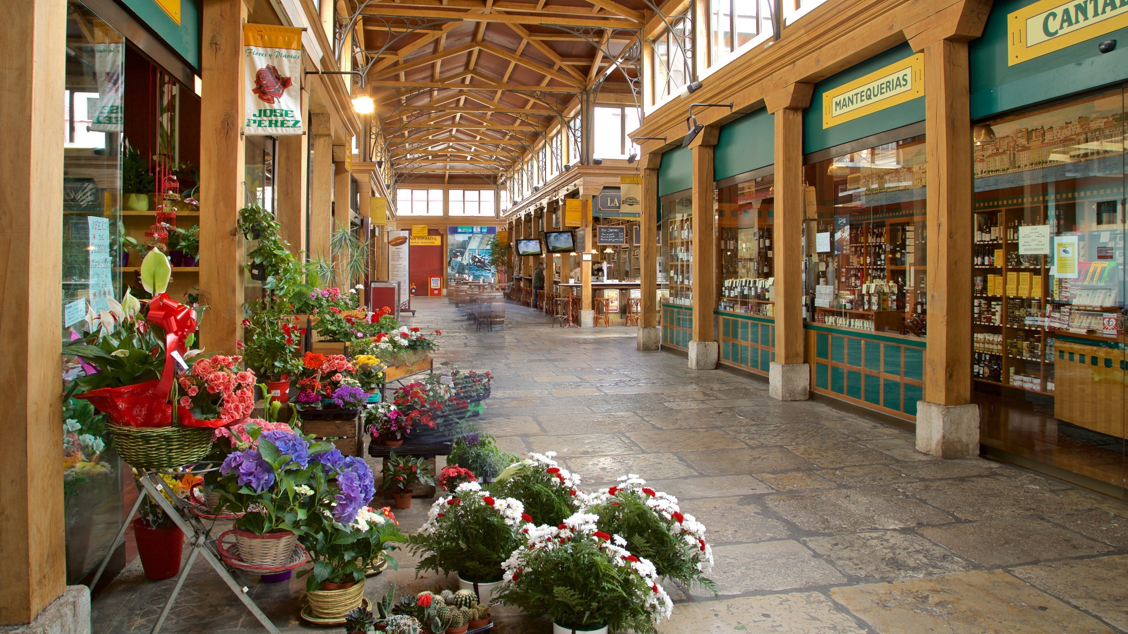 Santander showing interior views, markets and flowers