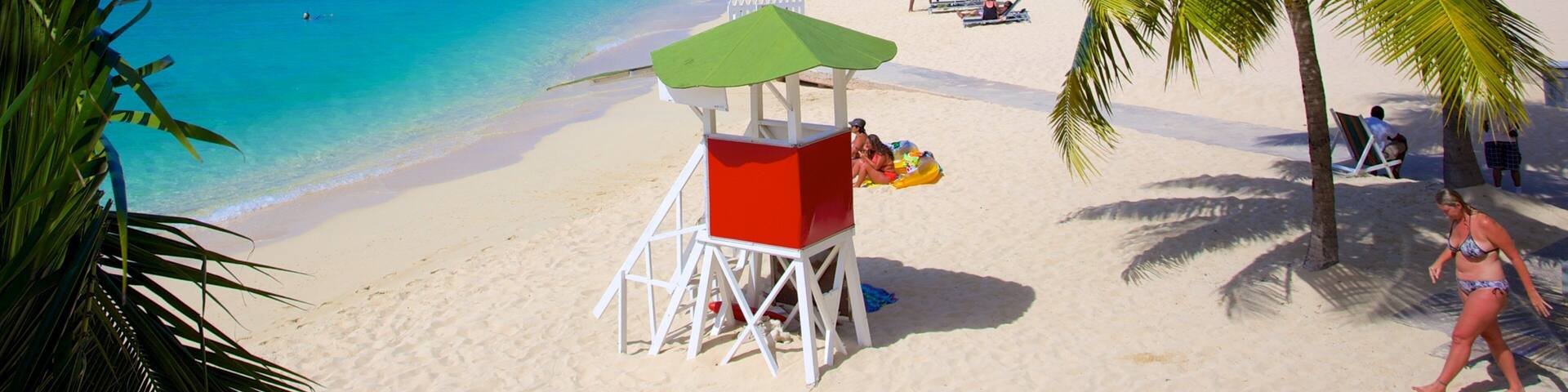 Plage de Doctor\'s Cave mettant en vedette baignade, vues littorales et plage