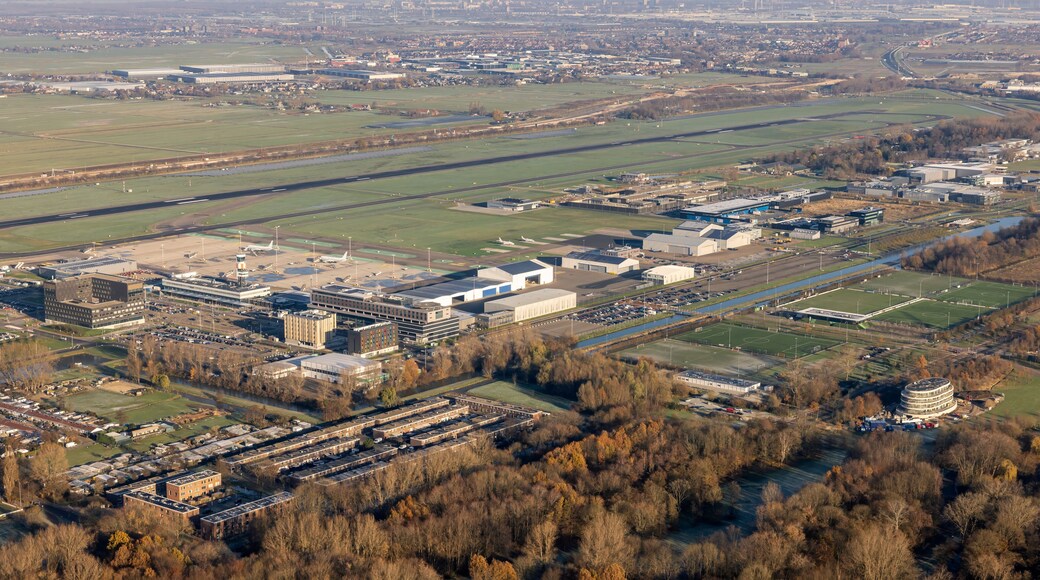 Aerial view airport Zestienhoven near Rotterdam, The Netherlands
