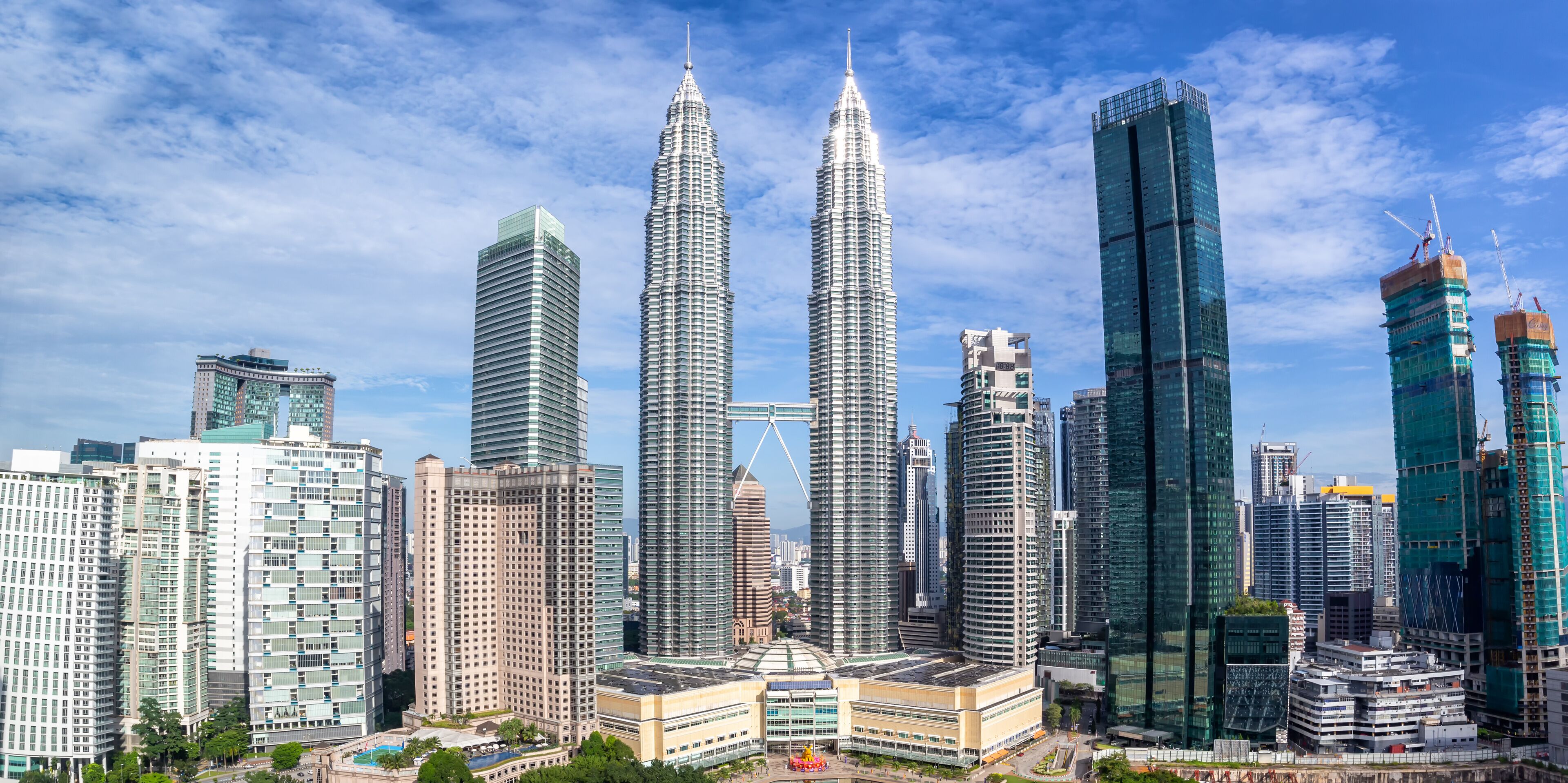 Petronas Twin Towers skyscrapers KLCC skyline panorama in Kuala Lumpur Malaysia