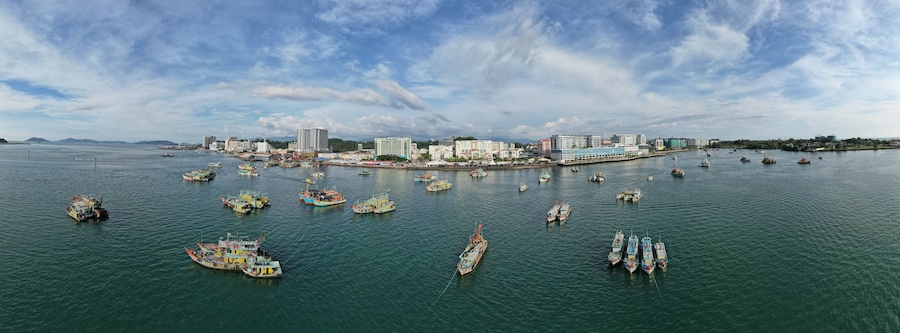 Kota Kinabalu, Sabah Malaysia – June 14, 2022: The Waterfront and Esplanade Area of Kota Kinabalu City Centre