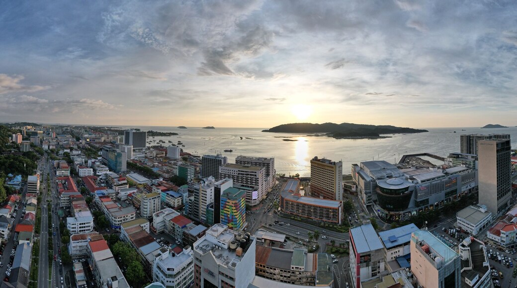 Kota Kinabalu, Sabah Malaysia – June 14, 2022: The Waterfront and Esplanade Area of Kota Kinabalu City Centre