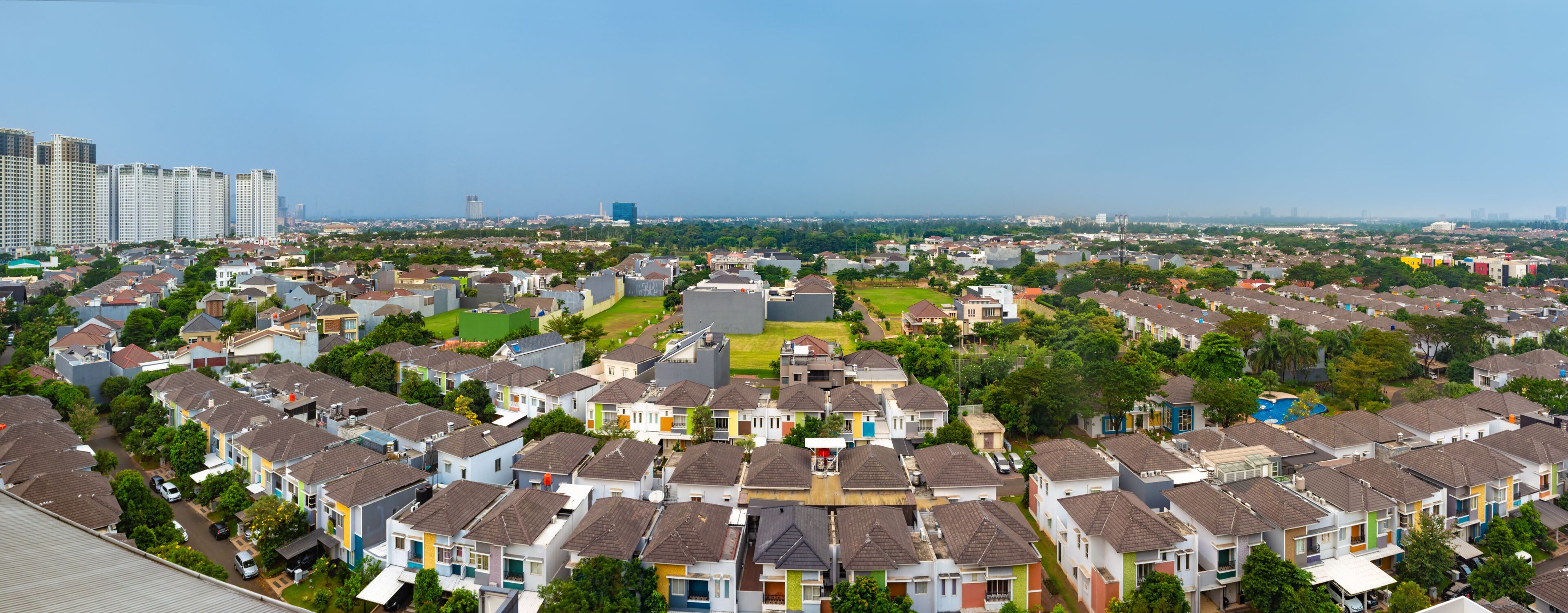 Rows of luxury houses in Gading Serpong residential area, in Tangerang, Banten, Indonesia. It is an area with high property development and investment.