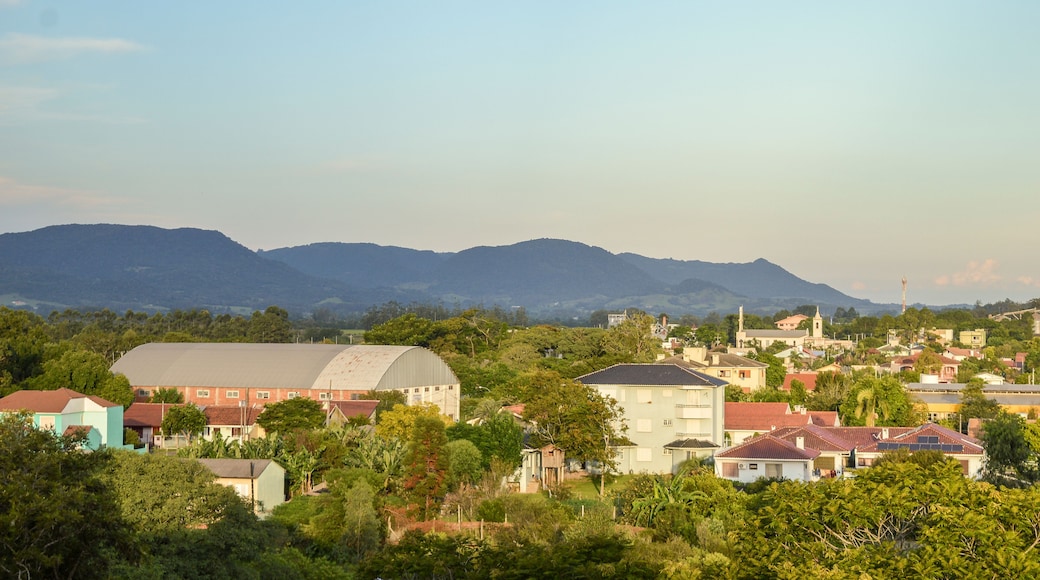 View over Camobi, Santa Maria, RS, Brazil. Mountains and a blue sky in a sunny afternoon in southern Brazil. Town in Brazil in the middle of the atlantic forest.