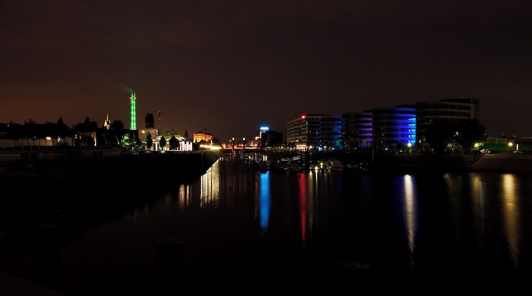 City port in Duisburg at Night