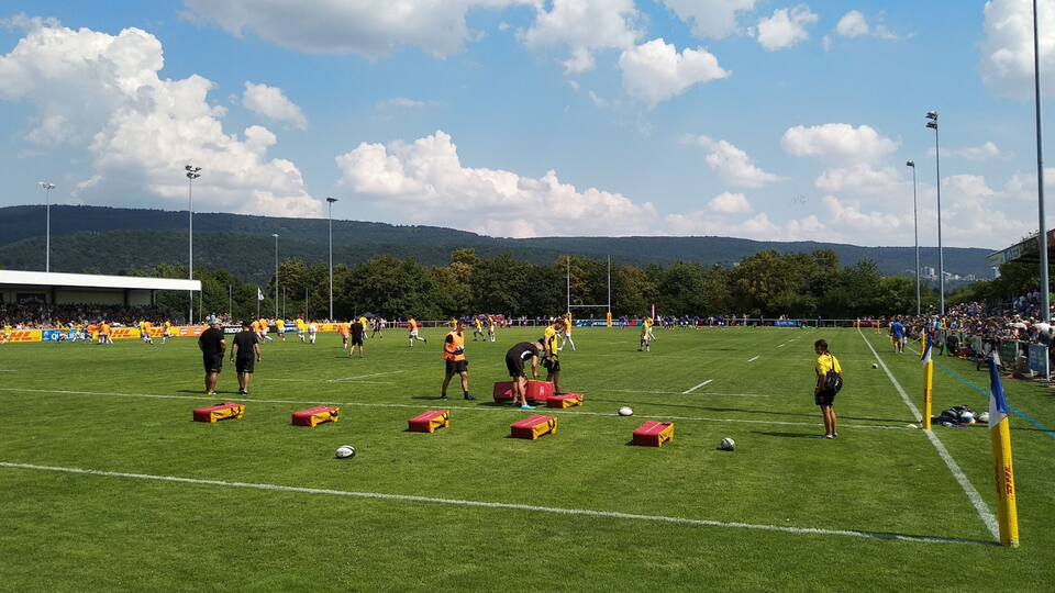 Der Fritz-Grunebaum-Sportpark in Heidelberg vor dem Rugby-Länderspiel Deutschland gegen Samoa am 14. Juli 2018.