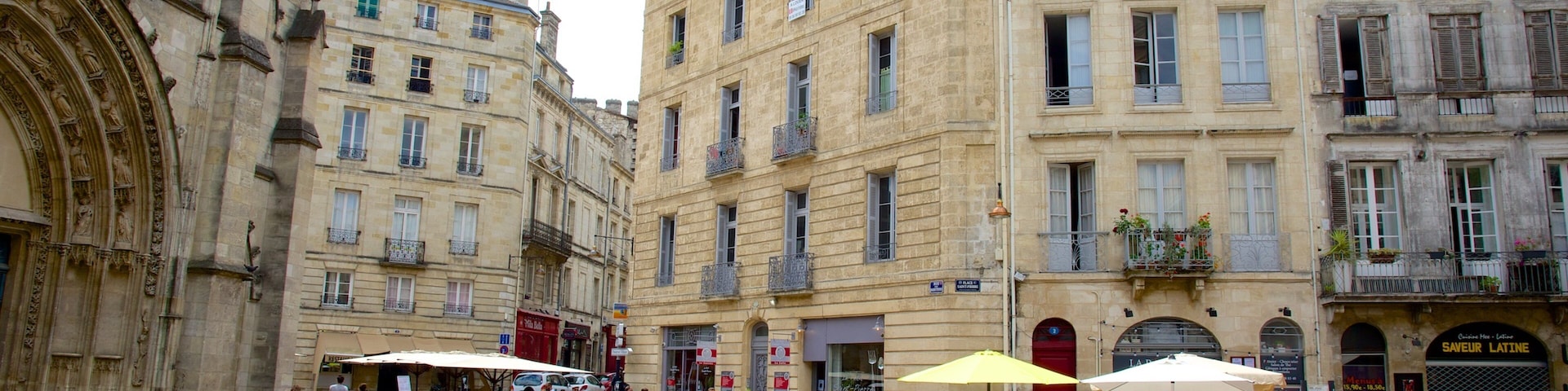 Bordeaux mostrando cenas de cafeteria e uma praça ou plaza