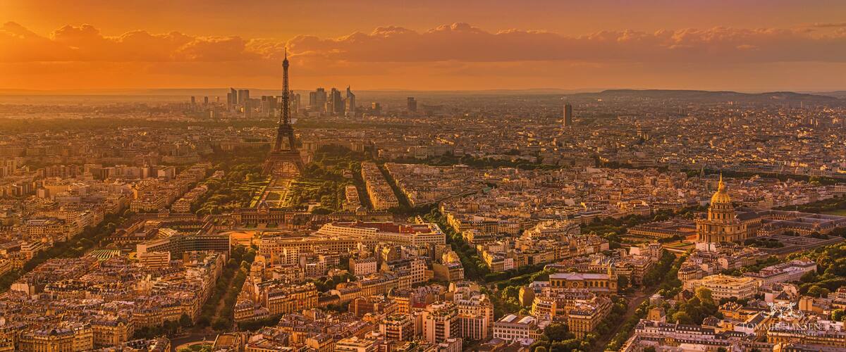 Sunset over Paris, France