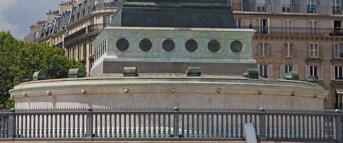 A panorama of July Column at Place de la Bastille comprising 6 segments stitched with PTGui. Taken with a Canon 5D and 24-105mm f/4L IS lens.
