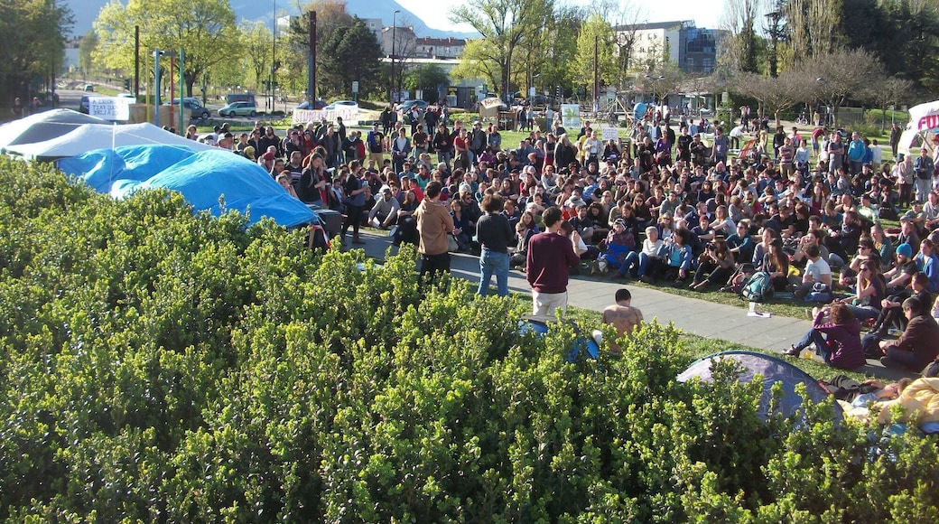 Nuit debout protest event in Grenoble, Isรจre, France, on april 10th, 2016