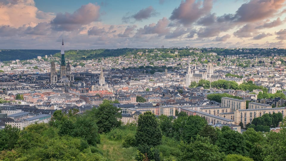 View on Rouen, the beautiful city of Normandy in France with the famous cathedral