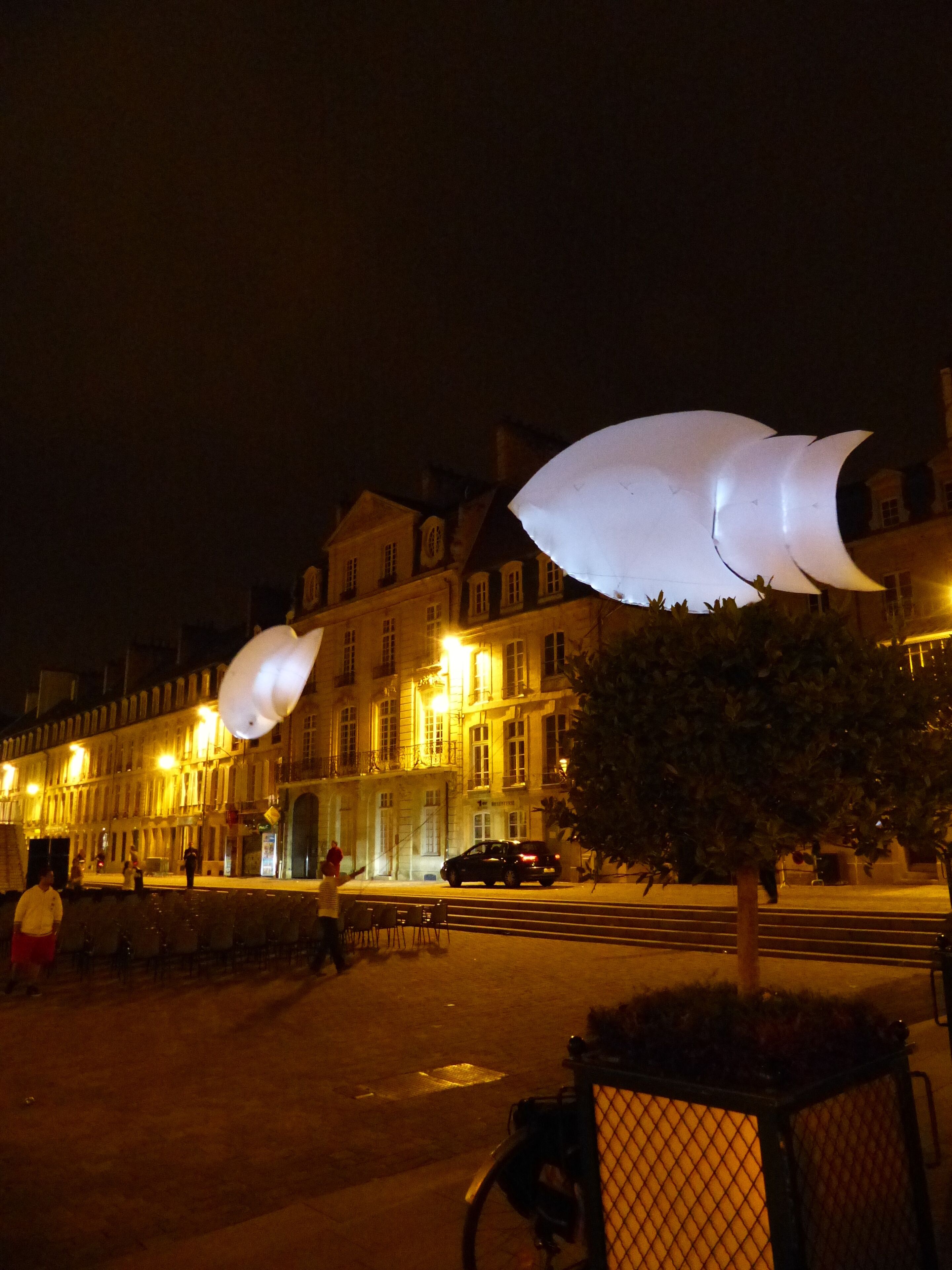 place Saint-Sauveur, Caen, le soir de la nuit impressionnante.
