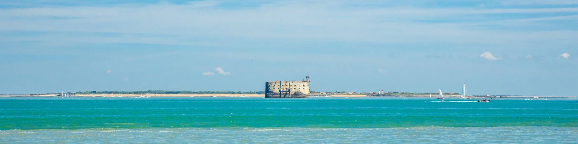 Panoramic view of Fort boyard fortress on a sunny day