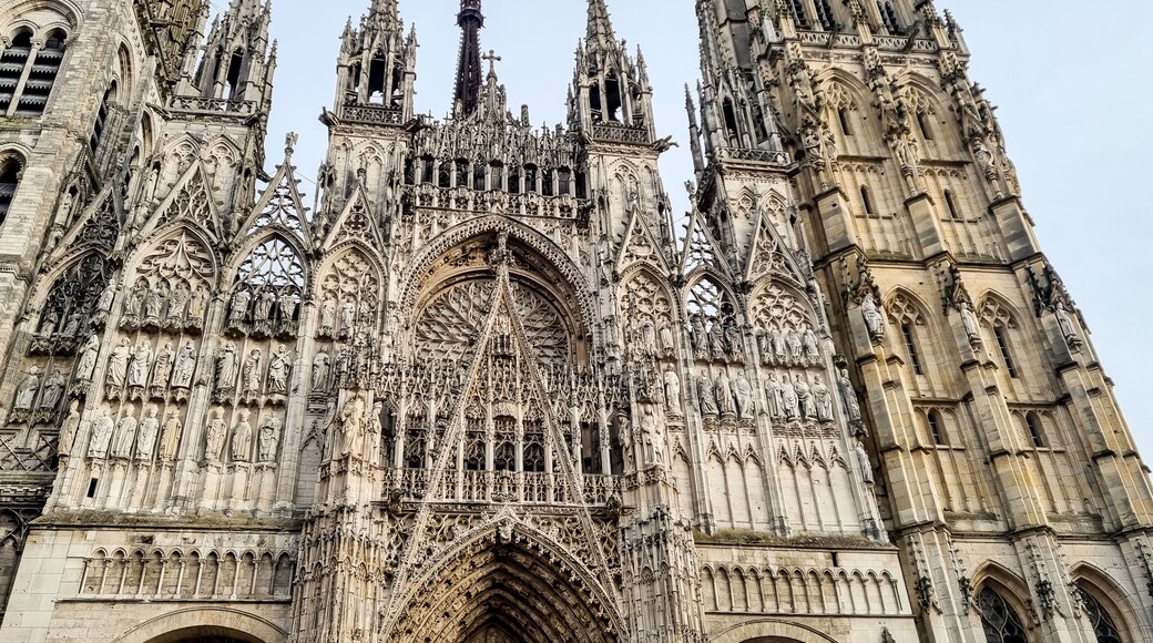 March 15, 2023. The cathedral of Rouen in France, front view